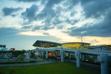 Hanoi, Vietnam - June 10, 2017: Noi Bai International Airport at twilight with Hall T2, the biggest airport in northern Vietnamのeditorial素材