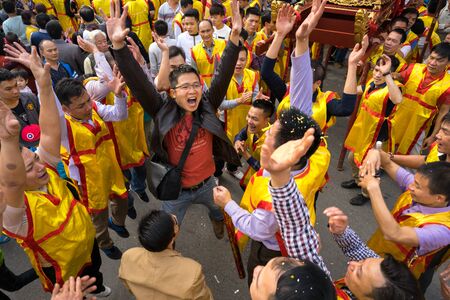 Bac Ninh, Vietnam - Jan 31, 2017: Dong Ky traditional spring festival, a special ritual of the Dong Ky festival used to be the setting-off of huge firecrackers and long strings of small firecrackersのeditorial素材