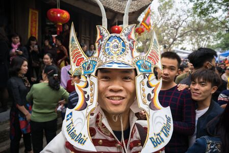 Bac Ninh, Vietnam - Jan 31, 2017: Dong Ky traditional spring festival, a special ritual of the Dong Ky festival used to be the setting-off of huge firecrackers and long strings of small firecrackersのeditorial素材