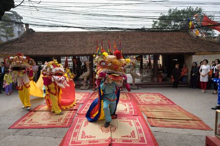 Hanoi, Vietnam - Feb 5, 2017: A traditional spring festival in Trieu Khuc village in Hanoi, Vietnam, with many traditional ancient rites and activities.のeditorial素材