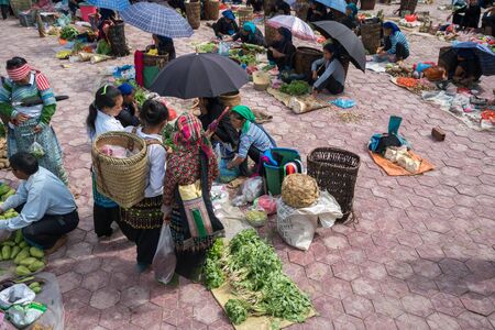 Lao Cai, Vietnam - Sep 7, 2017: Local market in Y Ty, Bat Xat district. Most ethnic minority people go to the market to sell and buy local daily necessity.のeditorial素材