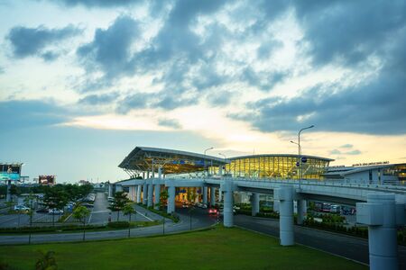 Hanoi, Vietnam - June 10, 2017: Noi Bai International Airport at twilight with Hall T2, the biggest airport in northern Vietnamのeditorial素材