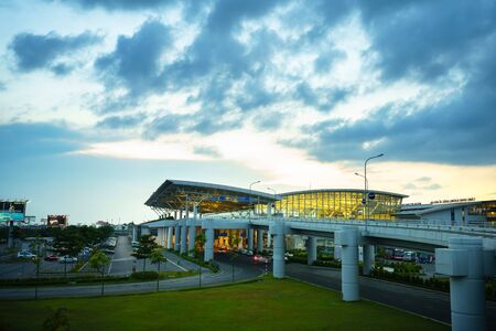 Hanoi, Vietnam - June 10, 2017: Noi Bai International Airport at twilight with Hall T2, the biggest airport in northern Vietnamのeditorial素材