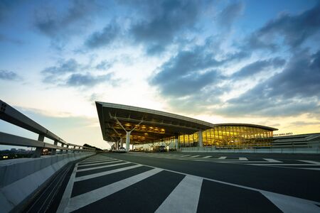 Hanoi, Vietnam - June 10, 2017: Noi Bai International Airport at twilight with Hall T2, the biggest airport in northern Vietnamのeditorial素材