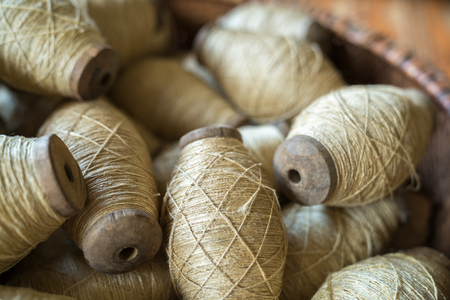 Raw silk thread in traditional yarn. Vietnamese silk made from silkwormの写真素材