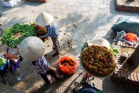 The street vendor in early morning in Hanoi, capital of Vietnamの写真素材