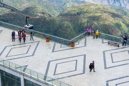 Lao Cai, Vietnam - Jan 3, 2019: The view point on top of Fansipan, the Roof of Indochina, in Sapa town, northen Vietnamのeditorial素材
