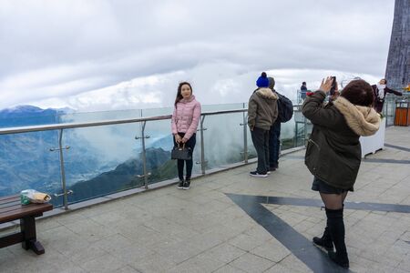 Lao Cai, Vietnam - Jan 3, 2019: The view point on top of Fansipan, the Roof of Indochina, in Sapa town, northen Vietnamのeditorial素材