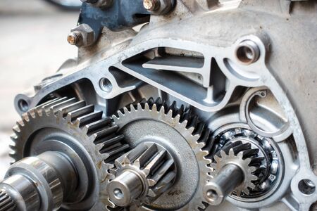 Gear in opened box of motorbike engineの写真素材