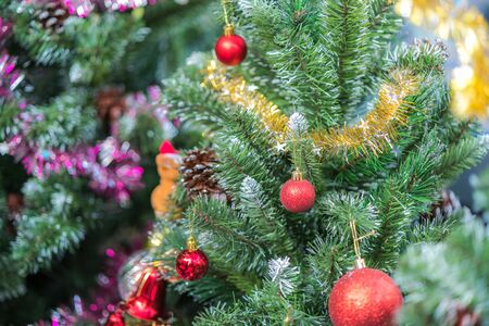 Christmas decorations on a christmas tree