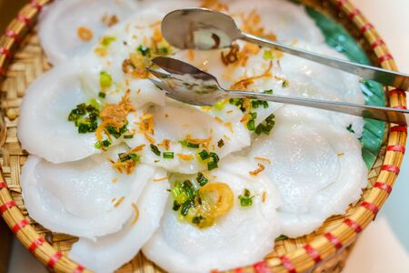 Banh Cuon, Vietnamese steamed rice paper meat mealの写真素材