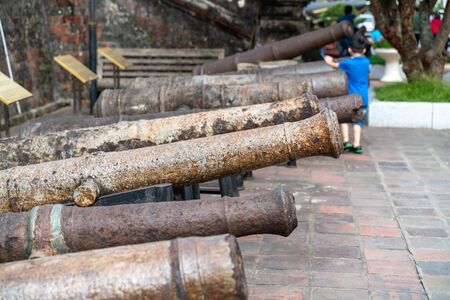 Old cannons at Vietnam Military Musium in Hanoiの写真素材