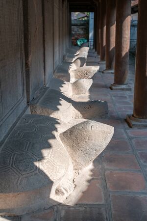 Stone turtle, Stelae of Doctors turtle statues in Temple of Literature (Van Mieu) in Hanoi, Vietnamの写真素材