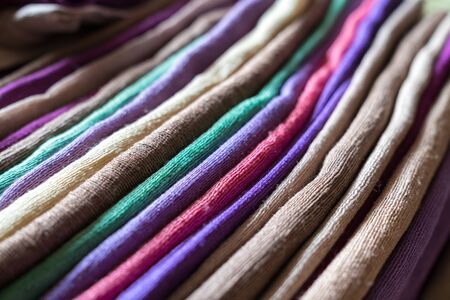 Colorful fabrics made of pure natural silkの写真素材