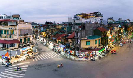 Old town of Hanoi at Dong Kinh Nghia Thuc square by Hoan Kiem lake, center of Hanoiのeditorial素材