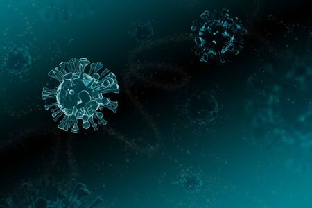 Coronavirus covid-19 rendering with dark red backgroundの写真素材