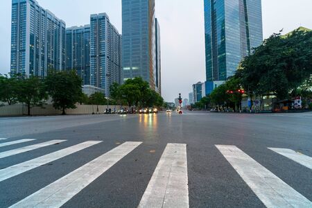 Hanoi cityscape with modern buildings on Lieu Giai street at twilightの写真素材
