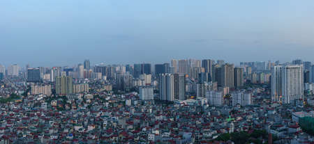 Cityscape of Hanoi skyline in Cau Giay district by Cau Giay park during sunset time in Hanoi city, Vietnamの写真素材