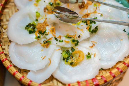 Banh Cuon, Vietnamese steamed rice paper meat mealの写真素材