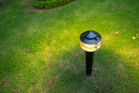 Garden glowing decoration light in the park at nightの写真素材