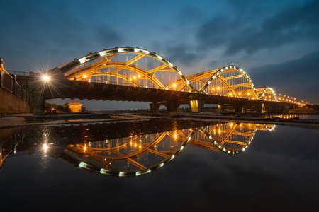 Dong Tru bridge crossing Red River in Hanoi, Vietnam.