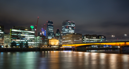 Skyline of the City of London at Duskの写真素材