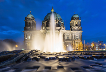 Fountain in front of the Dome of Berlin, Germanyの写真素材