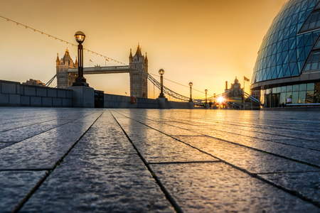 Sunrise behind the Tower Bridge in London, United Kingdomのeditorial素材