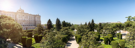 Panorama of the Sabatini Gardens and Royal Palace in Madrid, Spainのeditorial素材