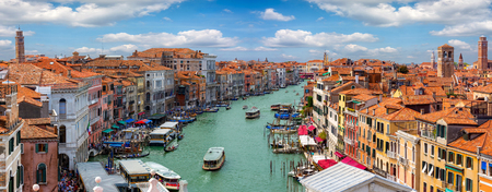 Panoramic view over the Grand Canal and the skyline in Venice, Italy in a sunny dayの写真素材
