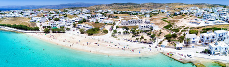 Aerial, panoramic view over the town of Koufonisi, Small Cyclades, Greeceの写真素材