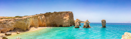 Panoramic view over Kastelli beach in Kato Koufonisi, small cyclades, Greeceの写真素材