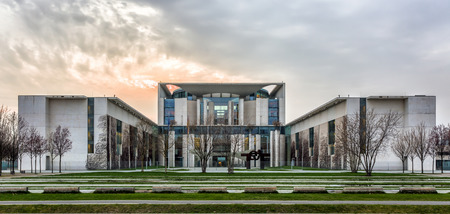Chancellery on a cloudy afternoon in Berlin, Germanyのeditorial素材