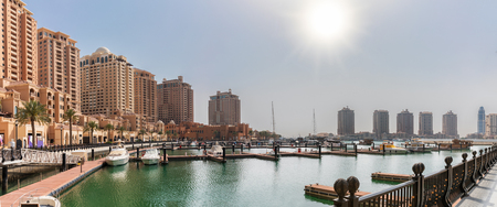 Panoramic view over the Pearl in Doha, Qatarの写真素材