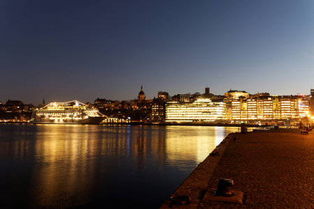 Large ferry in Stockholm transporting touristsの写真素材