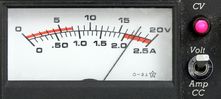 Old rectangular power suply diisplay with a pointer indicator, retro styleの写真素材