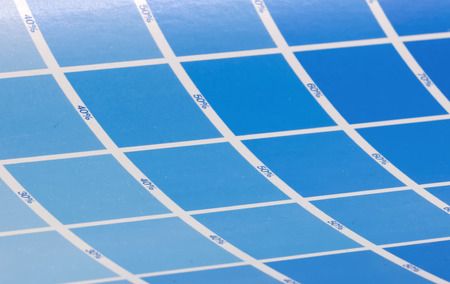 Test print in many cyan shades - ready for inspection of the print quality