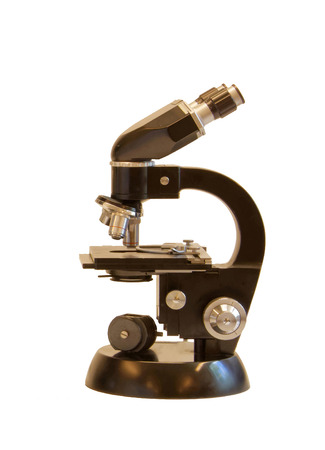 Black vintage microscope, basic model(isolated)の写真素材