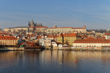 PRAGUE, CZECHOSLOVAKIA - DEC 07, 2015: Royal castle and Vltava river in Prague, December 07, 2015 in Prague, Czechoslovakiaのeditorial素材