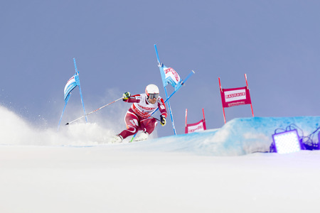 STOCKHOLM, SWEDEN - FEB 23, 2016: Skier Kjertil Jansrud (NOR) at the FIS Alpine Ski World Cup - city event February 23, 2016, Stockholm, Swedenのeditorial素材