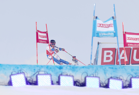 STOCKHOLM, SWEDEN - FEB 23, 2016: Frida Hansdotter (SWE) skiing at the FIS Alpine Ski World Cup - Men's and Woman's city event February 23, 2016, Stockholm, Swedenのeditorial素材