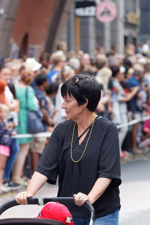 STOCKHOLM, SWEDEN - JUL 30, 2016: The swedish politician Mona Sahlin in the Pride parade July 30, 2016 in Stockholm, Swedenのeditorial素材