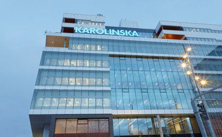 STOCKHOLM - JAN 15, 2017: The new hospital Karolinska unversitetssjukhuset in the morning. January 15, 2017 in Stockholm, Swedenのeditorial素材