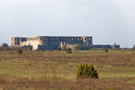 BORGHOLM, SWEDEN - APR 28 2018: Ruin of the Borgholm castle in evening light, built around year 1100 used for defence of the Baltic sea. Borgholm, Sweden, April 28, 2018のeditorial素材