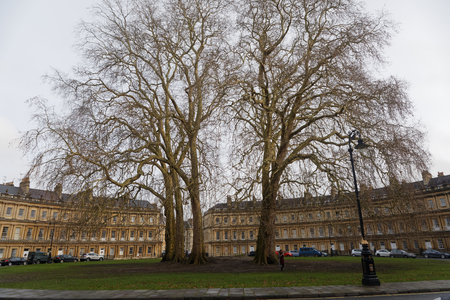 BATH, GREAT BRITAIN - DEC 26, 2018: The Circus,
a striking masterpiece of Georgian architecture, UK. December 26, 2018 in Bath, Great Britainのeditorial素材