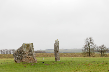 WILTSHIRE, GREAT BRITAIN - DEC 23, 2018: The stone monument Avebury Circle built in the late Neolithic period, around 2600 BC for unknown reason. December 23, 2018 in Wiltshire, Great Britainのeditorial素材
