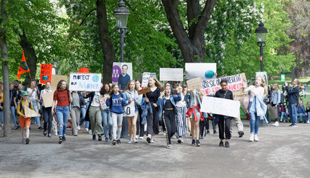 STOCKHOLM, SWEDEN - MAY 24, 2019: Global Strike for Future, a demonstration to force the heads of state to make decitions to stop the climate change. Stockholm, Sweden. May 24,2019のeditorial素材