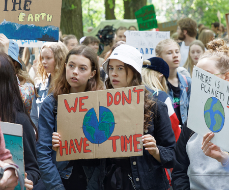 STOCKHOLM, SWEDEN - MAY 24, 2019: Global Strike for Future, a demonstration to force the heads of...