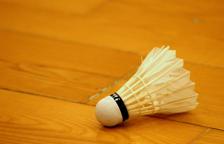 shuttlecock on the floorの写真素材