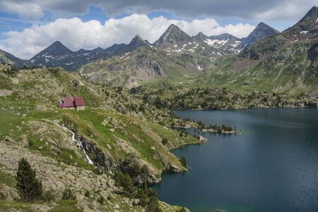 The Respomuso refuge in the Aragonese Pyrenees at 2200 meters, Huesca, Spainのeditorial素材